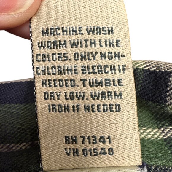 VINTAGE Men's L.L. BEAN Plaid Flannel Pajama Shirt | Size L - Picture 5 of 7